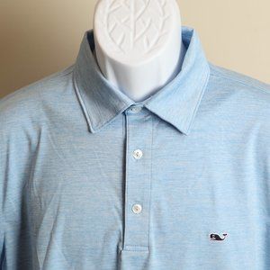 Vineyard Vines Men's marled blue Performance s/s golf polo shirt Medium M